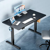DUMOS 48 Inch Electric Standing Desk Height Adjustable, Sit to Stand Up Computer Workstations Work PC Table Home Office Study Writing Gaming Desks with Memory Presets for Walking Pad, Bedroom, Black DUMOS