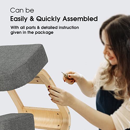 Giantex Kneeling Chair, Wood Posture Chair, Max Load 330 Lbs, Rocking Knee Chair with Soft Cushion, Natural Relief for Back, Shoulder or Neck Pain, Ergonomic Kneeling Chair for Office Home Giantex