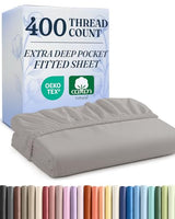 Extra Deep Twin 400 Thread Count Cotton Fitted Sheet - Hotel Luxury Single Fitted Sheet Only - Easily Fits 18" to 24" Mattress - Soft, Wrinkle Free & Breathable & Comfy Extra Deep Pockets Light Grey CGK Unlimited