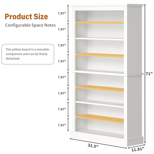 knoworld Freestanding Shoe Cabinet, Holds 40-45 Pairs, 71 Inch Tall 9-Tier Shoe Rack with Adjustable Shelves, Heavy Duty Open Storage Organizer for Entryway Hallway，White knoworld