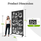 Metal Privacy Screen Outdoor - 71" H×40" W Decorative Freestanding Privacy Fence Room Garden Divider, Weatherproof Patio Panels for Deck Balcony Backyard XOCUWU