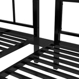 Bellemave Metal Twin Over Twin Over Twin Bunk Beds for 3 Kids, Heavy Duty Triple Bunk Bed Frame with Built-in Desk,3 Bed Bunk Beds,Twin Size Triple Bed,Detachable,Black Bellemave
