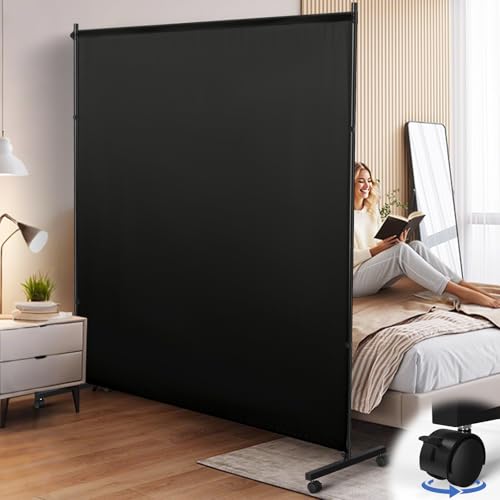 Room Divider, 73x75inch Large Single Panel Privacy Screen with Wheels,Thickened Fabric,Portable Partition Wall for Room Separation,Freestanding Room Separator for Indoor Office,Bedroom,Outdoor Patio XGMDD