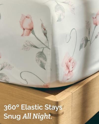 Floral Sheets - Floral Rose Bed Sheet Set - 1 Flat, 1 Fitted & 2 Pillowcases w/ Deep Pockets - Comfy, Wrinkle & Fade Free - Boho Botanical Bedding - Ultra-Soft, Breathable & Cooling - Full Size Set CGK Unlimited