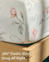Floral Sheets - Floral Rose Bed Sheet Set - 1 Flat, 1 Fitted & 2 Pillowcases w/ Deep Pockets - Comfy, Wrinkle & Fade Free - Boho Botanical Bedding - Ultra-Soft, Breathable & Cooling - Full Size Set CGK Unlimited