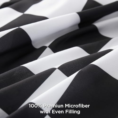 Andency Checkered Comforter Twin(66x90Inch), Black White Plaid Gingham Bed Set for Teen Boys Kids, Lightweight Microfiber Geometric Preppy Bedding, 2 Pieces Andency