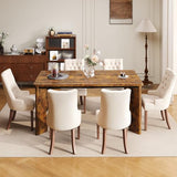 MALOL 5-Piece Rectangular Dining Table Set for 4, 63" Industrial Kitchen Table with 4 Tufted Parsons Dinner Chairs for Dining Room, Kitchen, Living Room, Brown+Beige MALOL