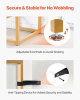 VEVOR 2-Tier Glass Console Table, Modern Rectangle Sofa Side Table with Tempered Glass Top and Iron Legs, Golden Consloe Desk with Anti-Tip Device for Living Room, Hallway, Entryway, Foyer, Golden VEVOR