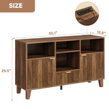 knoworld Large Record Player Stand with Vinyl Storage, Mid Century Modern Turntable Cabinet with Charging Station & Power Outlet, Wooden Storage Cabinet for Living Room and Bedroom (Walnut knoworld