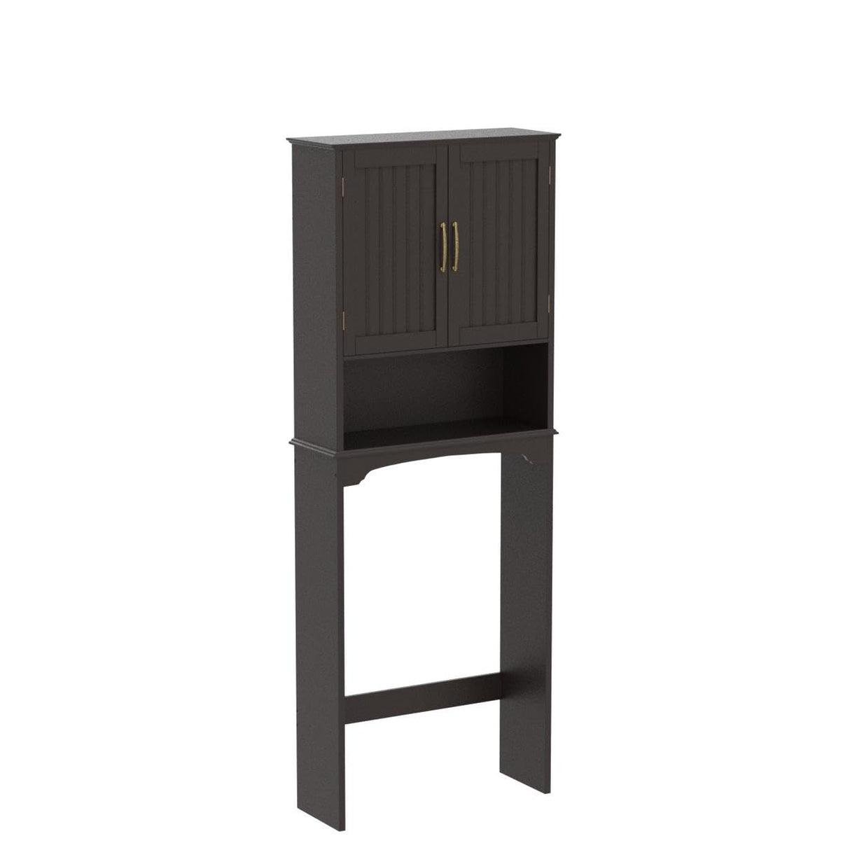 Yaheetech Espresso Over The Toilet Storage Rack with Adjustable Shelves and Doors Yaheetech