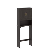 Yaheetech Espresso Over The Toilet Storage Rack with Adjustable Shelves and Doors Yaheetech