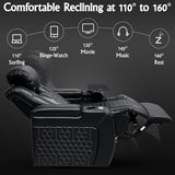NMXUXMN Home Theater Seating,Top-Grain Leather Recliner Sofa, Zero Gravity Power Reclining Couch with Ambient LED Lights, Cup Holders & USB, Tray Table-Single Black