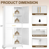 TaskStorz 71" Tall Kitchen Pantry Cabinet, Metal Kitchen Pantry Storage Cabinet with Drawer and 2 Adjustable Shelves, Freestanding Pantry Cupboard for Living, Dining Room, White TaskStorz