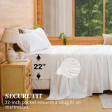 Bedlifes Deep Pocket Sheets 18-24 Inch, King Size Egyptian Cotton 1000 Thread Count, 4-Piece - Fits Extra Thick Mattresses, Cooling & Breathable (White) Bedlifes