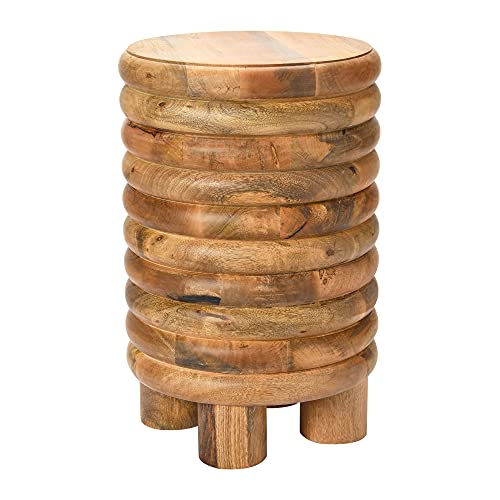 Creative Co-Op Dossier Vintage-Inspired Solid Wood Flat top for use, Natural Finish Stool/End Table Creative Co-Op