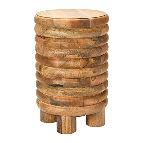 Creative Co-Op Dossier Vintage-Inspired Solid Wood Flat top for use, Natural Finish Stool/End Table Creative Co-Op