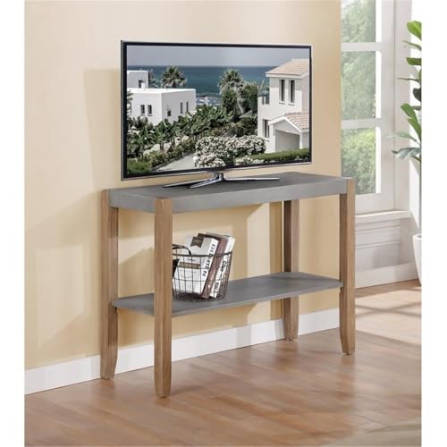 Alaterre Furniture Newport Living Room Collection – 40" Rustic Industrial Sofa or TV Console Table with Faux Concrete Top, Lower Shelf and Light Amber Wood Frame (Concrete Gray) Alaterre Furniture