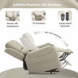 CHITA Power Lift Recliner Chair for Elderly with Heat and Massage, Genuine Leather Electric Lift Chairs with Cup Holder, Removable Lumbar Pillow, 2 Side Pockets, Leather in Gray