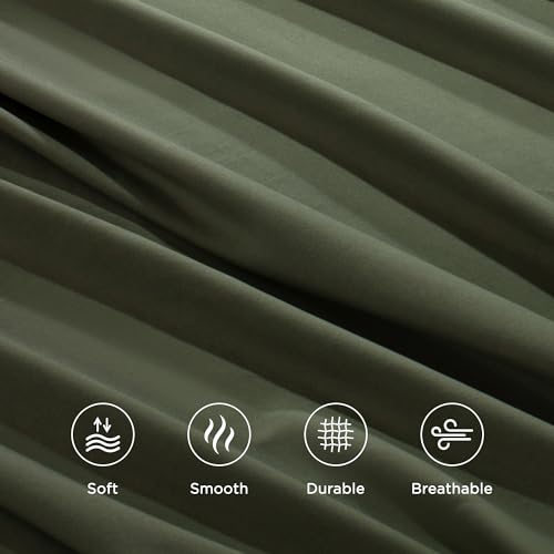 Andency King Size Sheets Set 4 Pieces, Dark Olive Green Super Soft Sheets for King Size Bed, Microfiber King Sheet, Deep Pocket Up to 16", Hotel Luxury Breathable & Cooling Bed Sheet Set Andency