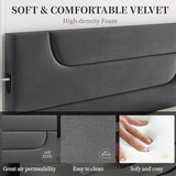 Yaheetech Dark Gray Upholstered Queen Bed Frame with USB Charging and 4 Storage Drawers Yaheetech