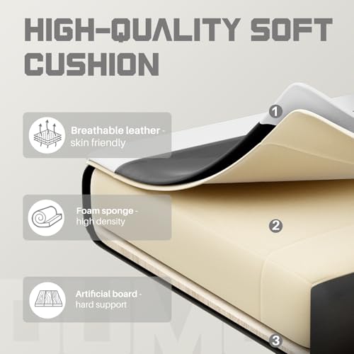 DUMOS Ergonomic Gaming Office Desk Chair with Footrest, Height Adjustable 360° Swivel Computer Video Game Chair with Headrest and Lumbar Support, Black White DUMOS