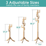 Vriccc Coat Rack Freestanding, Bamboo Cactus Coat Tree, Adjustable Height Wooden Coat Stand with 6 Hooks, kids coat rack, Used In The Bedroom Living Room, Office To Hang Clothes, Hats, Bags Vriccc