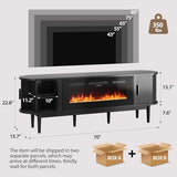 Decofy 70″ Fluted Fireplace TV Stand for 80″ TVs, Remote & Touch Control, Adjustable Flame Colors & Temperature Entertainment Center with Storage, Modern Media TV Console Table for Living Room (Black) Decofy