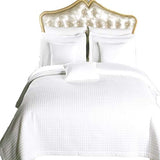 Royal Hotel Bedding Checkered Style Soft and Plush Coverlet, 3PC Set Stitched Filled Bedspread, Extra Soft Bed Cover, Checkered Pattern Quilted Bed Quilt, White, Queen Royal Hotel Bedding