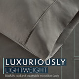 HC COLLECTION Bed Sheets Set Queen with 2 Pillowcases, Hotel Luxury Platinum 1800 Series Brushed Microfiber Deep Pocket Fitted Sheet, Fade Resistant Ultra Soft 4 Pcs Bedding for Hot Sleepers, Gray HC COLLECTION