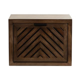 Kate and Laurel Mezzeta Modern Floating Shelf Side Table with Storage Cubby; 16 x 10 x 12; Natural Wood; Decorative Slatted Wood Floating Nightstand with Pull Down Door for Use as Bathroom Storage Kate and Laurel
