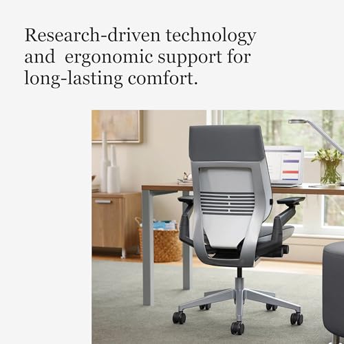 Steelcase Gesture Office Chair - Ergonomic Work Chair with Wheels for Carpet - Comfortable - Intuitive-to-Adjust for Desk - 360-Degree Arms - Graphite Gray Fabric Steelcase