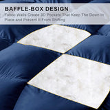 ALPSWAN Luxury Goose Feather Down Fiber Comforter Queen Size, 300TC Blue Cotton Blended Duvet Insert, All Season Hotel Bedding Alternative Down Comforter with Corner Tabs (Blue, Queen) ALPSWAN