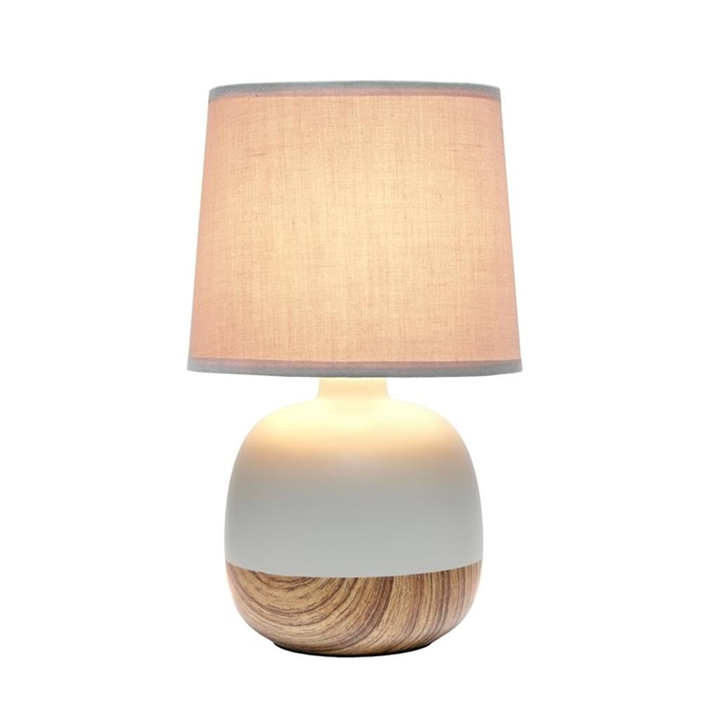 Simple Designs LT2078-LWG Petite Mid Century Table Lamp, Light Wood and Light Gray Simple Designs
