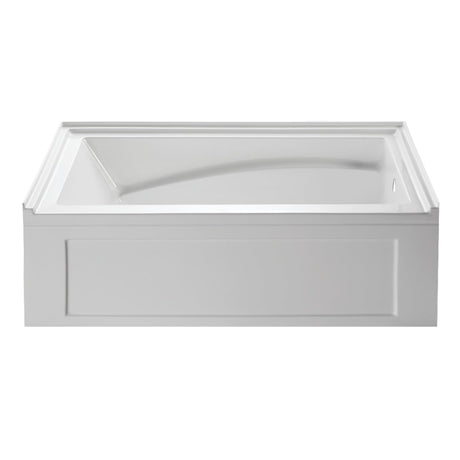 Aqua Eden VTAM6032R22B 60-Inch Anti-Skid Acrylic 3-Wall Alcove Tub with Right Hand Drain Hole, White Kingston Brass