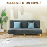 Armless Futon Cover Velvet Futon Slipcover Soft Stretch Couch Covers with No Arm Sofa Bed Cover with Non-Slip Thick Plush Furniture Protector Washable Couch Slipcovers for Living Room(Dark Grey) XIAROGEE
