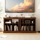 RowyPoey Large Farmhouse Record Player Stand, Turntable Stand with Vinyl Storage, Wood Record Holder Storage Cabinet Dispaly Shelf for Living Room, Bedroom, Office, Brown RowyPoey