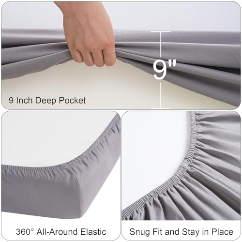Cot Sheets 31" x 75", Cot Fitted Sheet for Narrow Twin/RVs Bunk/Camper Bunk/Guest Beds/Army Cots/Trifold Mattress/Travel Size Mattress, Shrinkage & Stain Resistant Cot Size Cover, Gray JQCOVEI