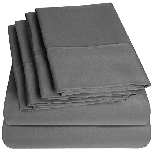 Twin Size Bed Sheets - 4 Piece 1500 Supreme Collection Fine Brushed Microfiber Deep Pocket Twin Sheet Set Bedding - 1 EXTRA PILLOW CASES, GREAT VALUE, Twin, Gray Sweet Home Collection