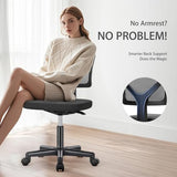 NEWBULIG Home Office Desk Chair, Armless Ergonomic Swivel Computer Chair with Wheels, Adjustable Height and Low-Back Mesh Design, Rolling Chair with Lumbar Support and Comfortable Seat, Black NEWBULIG