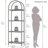 Kogven Arched Industrial 4-Tier Bookcase with Metal Frame - 72" Tall Freestanding Storage Rack in Black Kogven