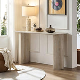 55.12" Marble Console Table Curved Narrow Entryway Table for Living Room Industrial Hallway, Entrance, Office, Corridor, Long Foyer, Corridor, Modern Faulx Marble Travertine Pattern Sofa Couch Table SCANORDIC