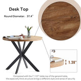 Homedot 37" Round Table Set for 4 Person, Modern Kitchen Table Set, Imitation Wood Dining Table with Space Saving Dining Chairs, Dark Green Velvet Side Chairs Homedot