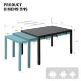 DIFY 47"-78.7" Extendable Outdoor Furniture Dining Table for 6-8, Black Rectangular Patio Dining Table with Metal Frame for Garden, Lawn, Poolside and Yard DIFY