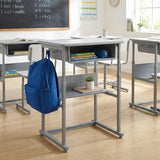 Luxor Student-M Student Desk - Manual Adjustable Desk, Ample Storage with Open Book Box and Shelf, 27.5"W x 19.5"D x 24.5" to 42"H Luxor