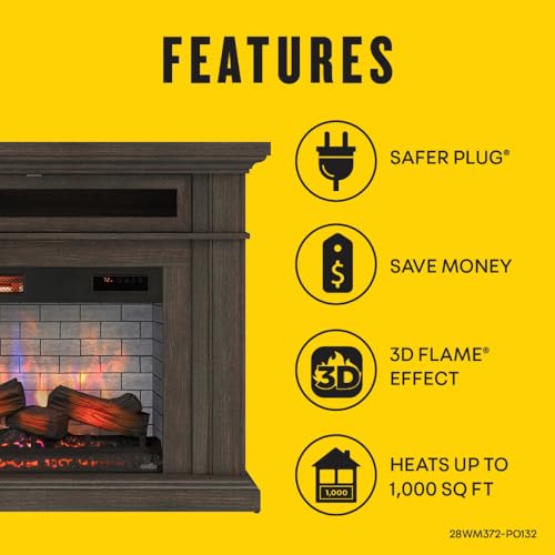 duraflame® Electric Fireplace Wall Mantel with Infrared Heater and Remote Control, Waverly Oak Duraflame