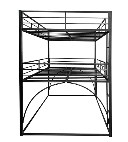 PVWIIK Full Triple Bunk Bed with Ladder for 3 Kids/Teen/Adults Bedroom,Full Over Full Over Full Heavy Duty Metal Bunk Bed for Girls & Boys,Black PVWIIK