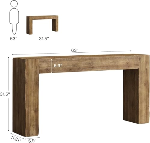 Tribesigns 63-Inch Solid Wood Console Sofa Table, Farmhouse Long Entryway Table Behind Couch for Living Room, Entrance, Hallway, Foyer, Easy Assembly Tribesigns