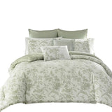 Laura Ashley Home - King Duvet Cover Set, Reversible Cotton Bedding, Includes Matching Shams with Bonus Euro Shams & Throw Pillows (Natalie Green, King) Laura Ashley
