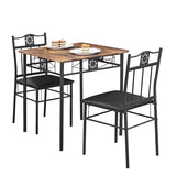 VECELO 3-Piece Small Kitchen Dining Table Set for 2, PU Padded Chairs, Retro Brown VECELO