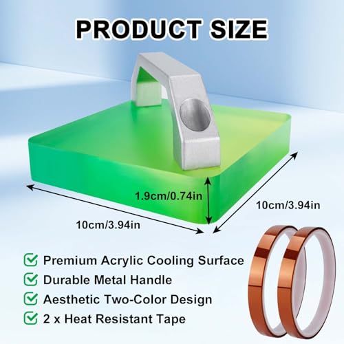 CenDale HTV Cooling Block-with Handle and Heat Resistant Tape, DTF Transfer Film& Heat Press Paper Vinyl Accessories, Fast Cooling Block, DTF Sublimation CenDale